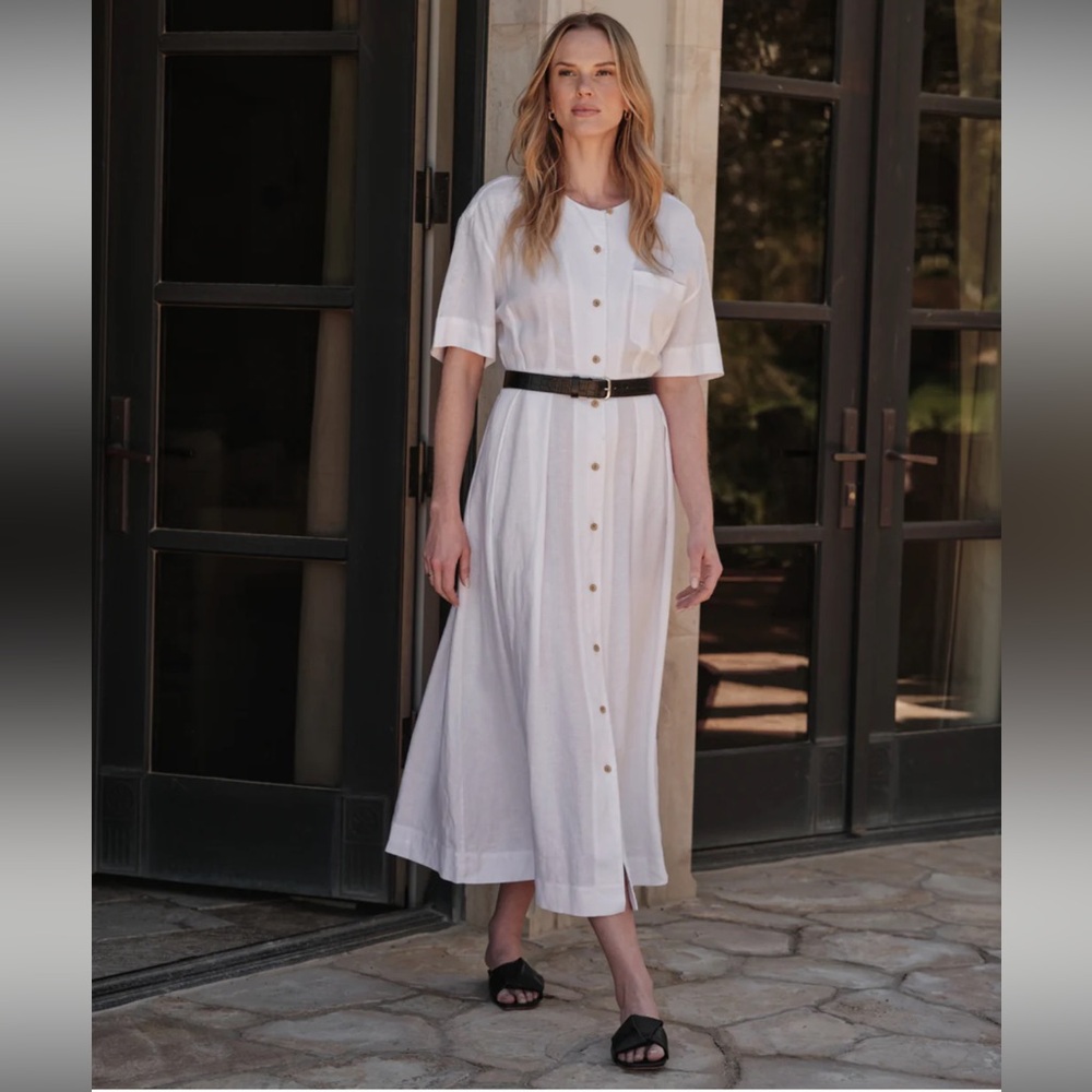 NWT Jenni Kayne Day Dress in white button down linen (size L)